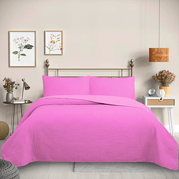 Cubrecama Quilt Reversible Color Rosado Trama Collection