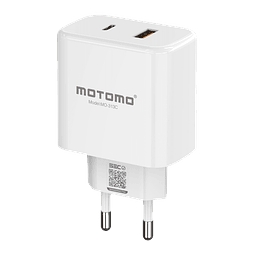 Cargador Rápido Motomo MO-313C 25w Dual + Cable Tipo C a Ligthning Blanco
