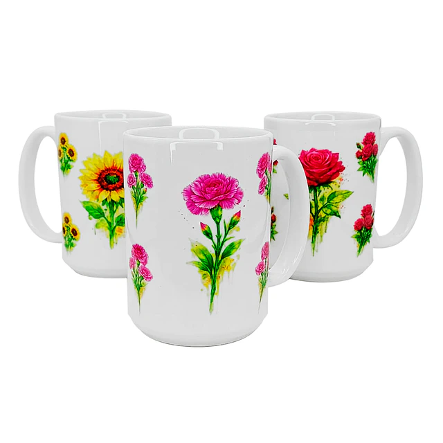 Tazón Cerámico 13oz 380ml Flores Ilustradas Linea Botánica 