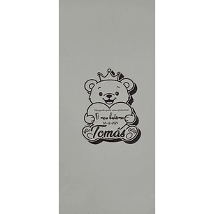 Iman Lembrança de Batizado Ursinho Rei em MDF Branco | Personalizado com Nome e Data