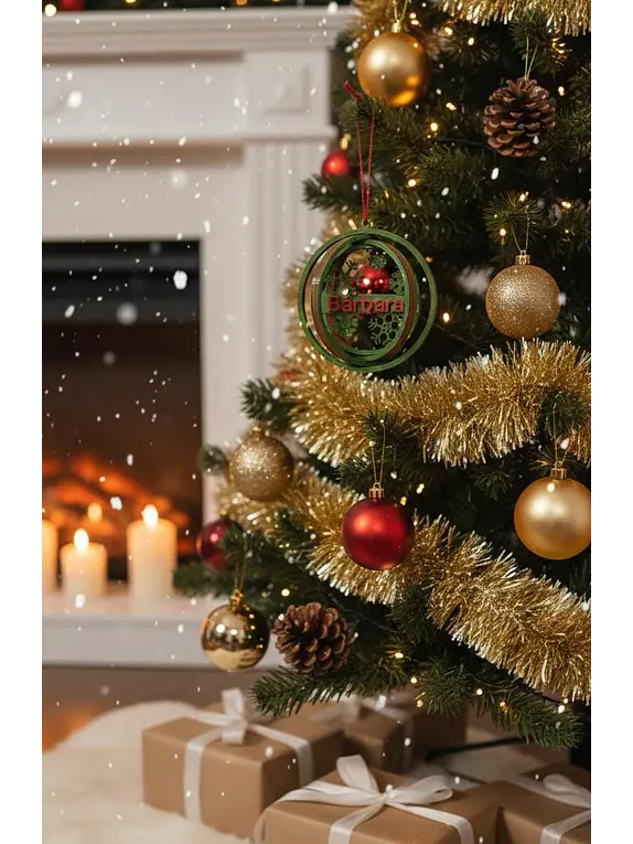 Enfeite de Natal Personalizado Circular com Nome | Decoração Flocos de Neve 2