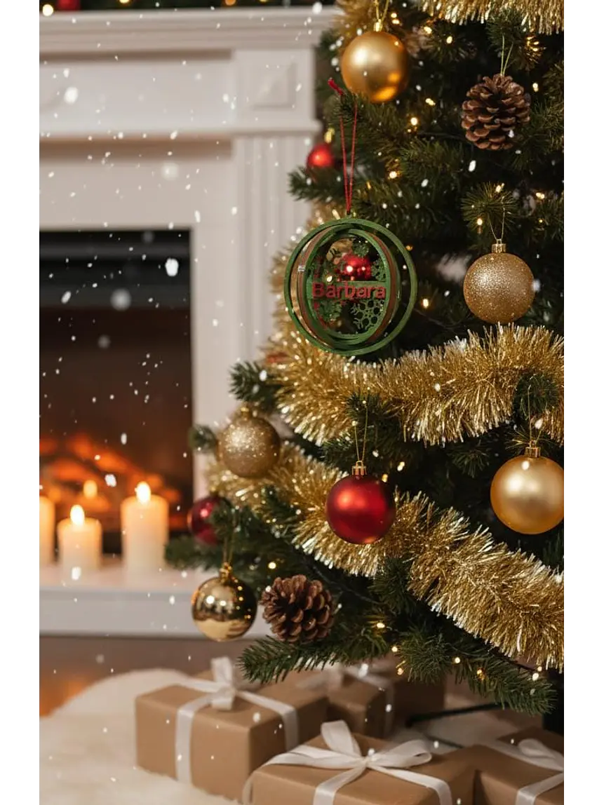 Enfeite de Natal Personalizado Circular com Nome | Decoração Flocos de Neve 2