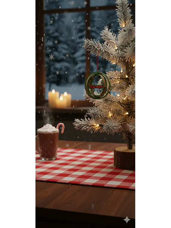 Enfeite de Natal Personalizado Circular com Nome | Decoração Flocos de Neve 1