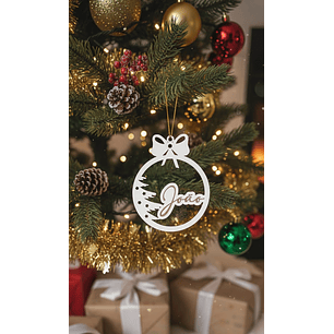 Bola de Natal Personalizada em MDF Branco com Nome - Decoração Exclusiva