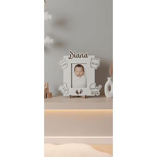 Moldura Personalizada Dados de Nascimento | Lembrança Recém-Nascido em MDF Branco