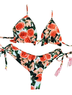 Bikini Tipo Tanga Color Floral - Bik02
