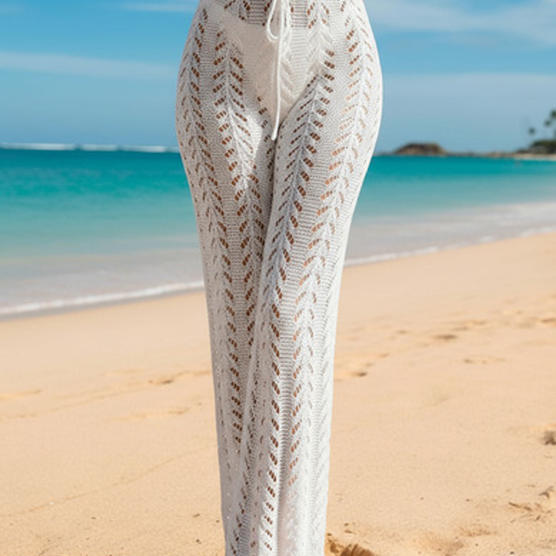 Salida De Playa O Piscina, Pantalones Cover Up Tipo Tejido 1