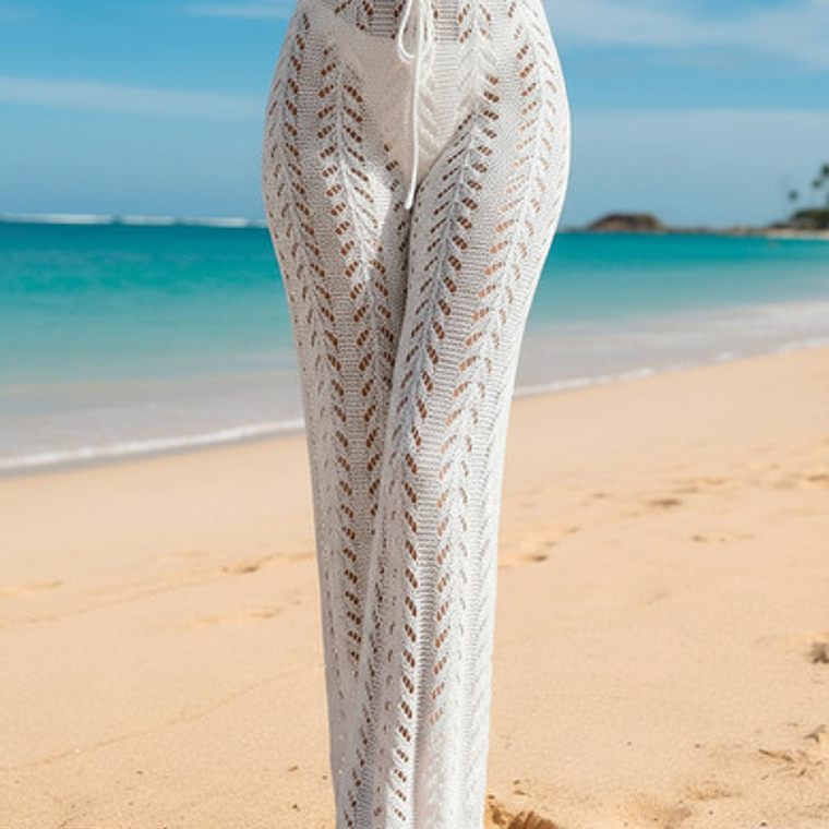 Salida De Playa O Piscina, Pantalones Cover Up Tipo Tejido 1