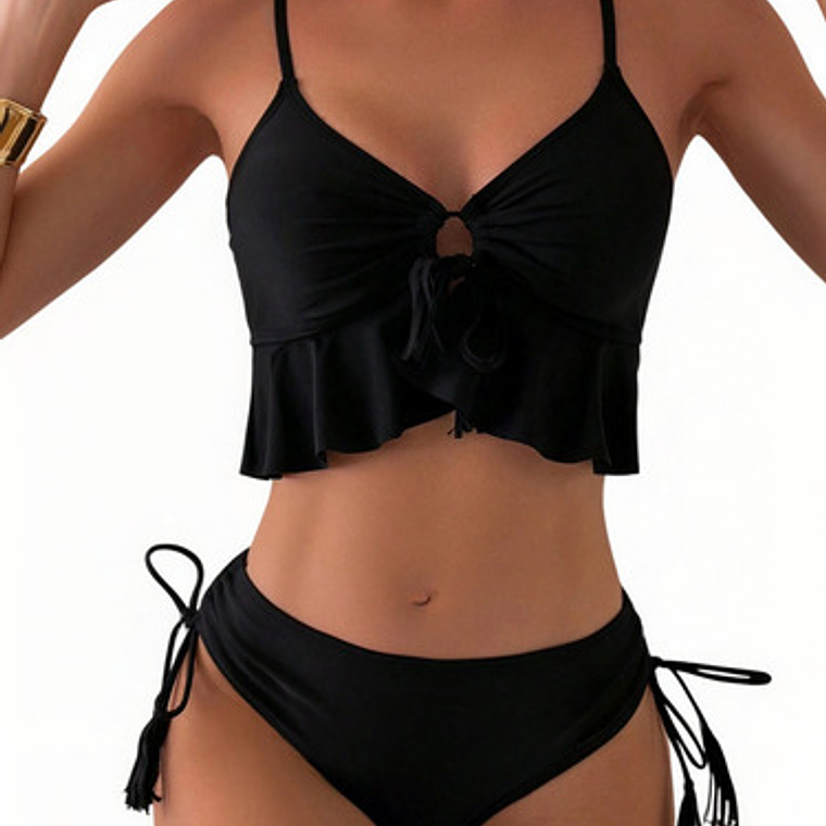 Bikini Tiro Alto Con Fleco - Mia 3