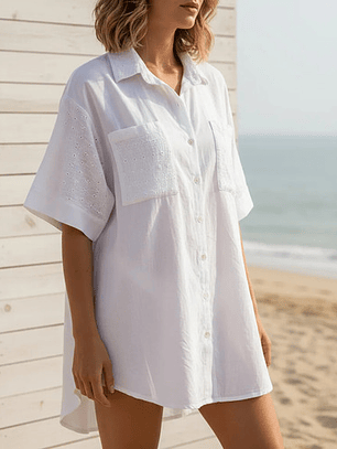 Salida De Playa O Piscina, Camisa Oversize Italiana
