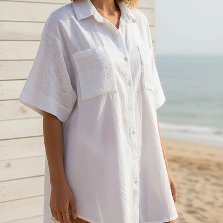 Salida De Playa O Piscina, Camisa Oversize Italiana 1
