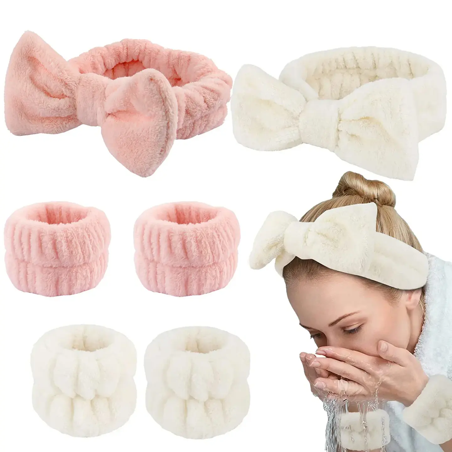 Set de diadema y muñequeras para rutina facial | ALMENDRA 2