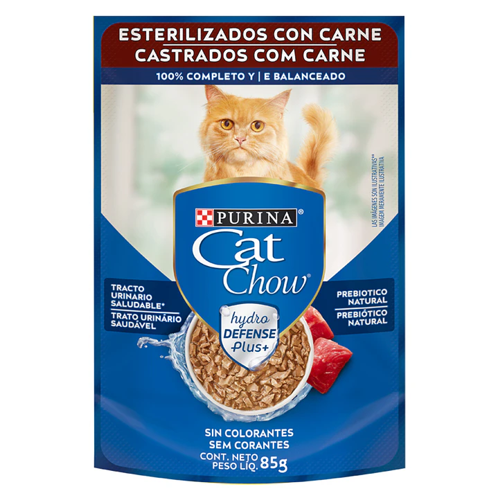 Cat Chow - Pouch Esterilizados con Carne 1