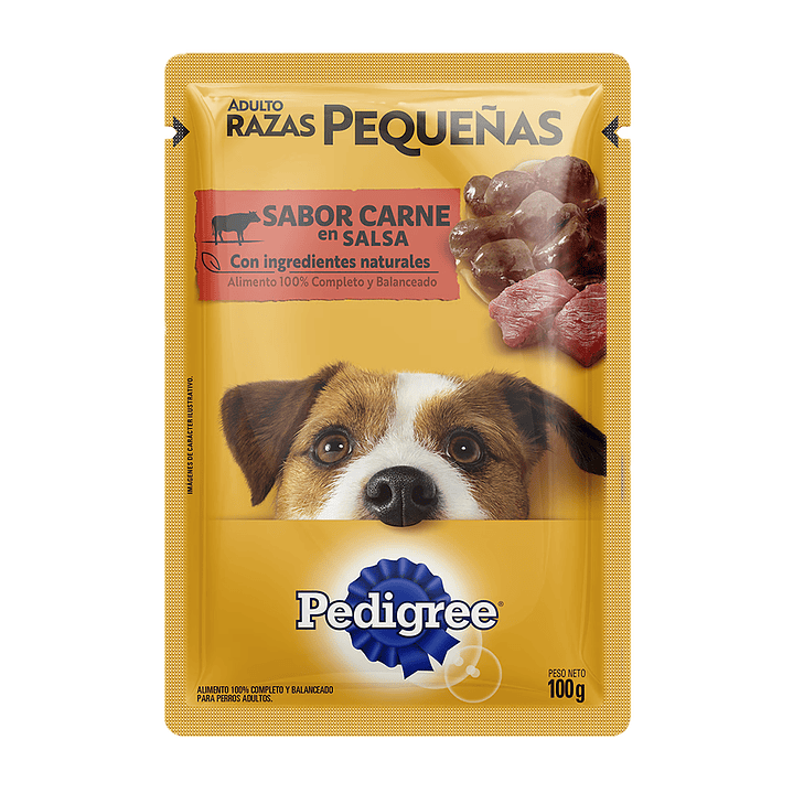 Pedigree - Pouch Adulto Razas Pequeñas en Salsa Sabor Carne 1
