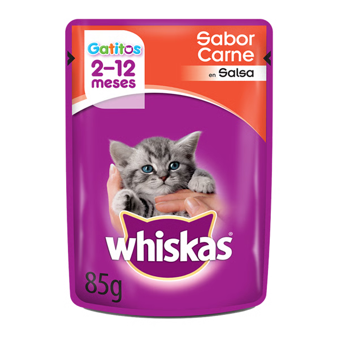 Whiskas - Pouch Gatitos Sabor Carne en Salsa 1
