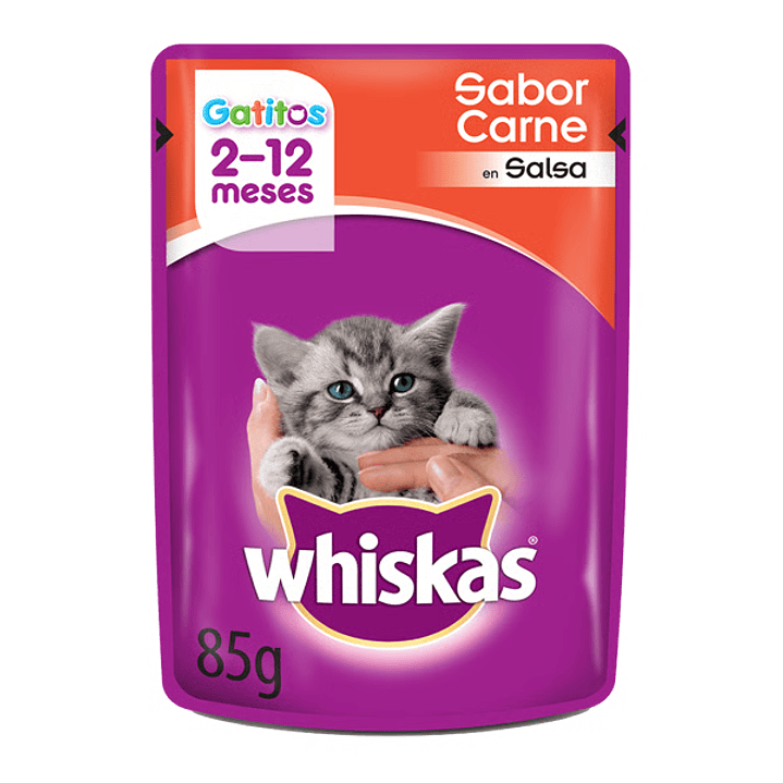 Whiskas - Pouch Gatitos Sabor Carne en Salsa 1