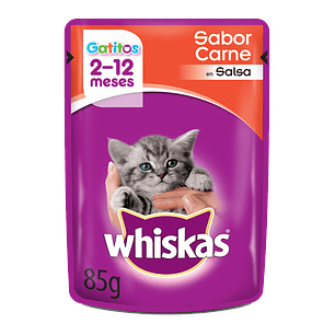 Whiskas - Pouch Gatitos Sabor Carne en Salsa