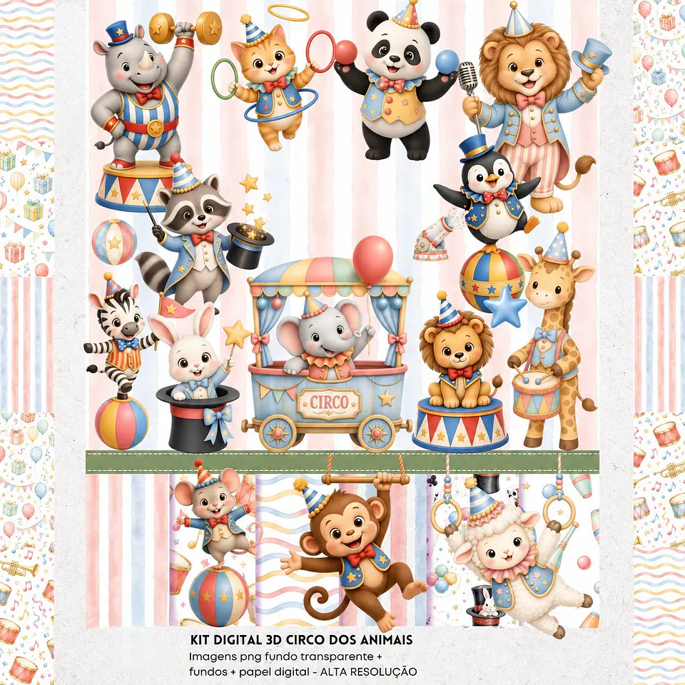 Circo dos Animais 3D - Kit Digital 1