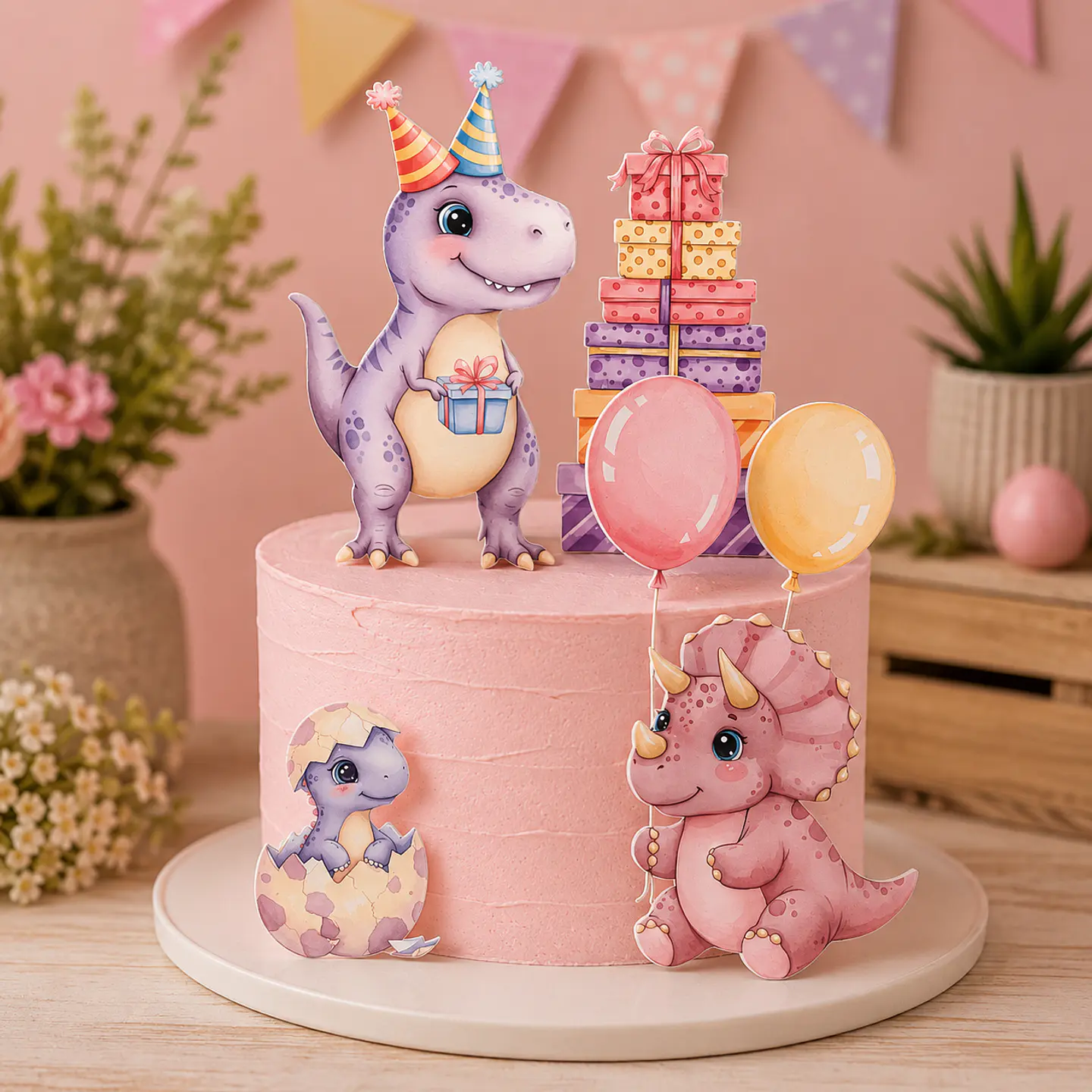 Topo de Bolo - Festa dos Dinos Menina 1