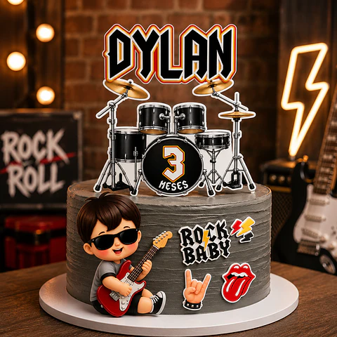 Topo de Bolo - Rock Baby Menino