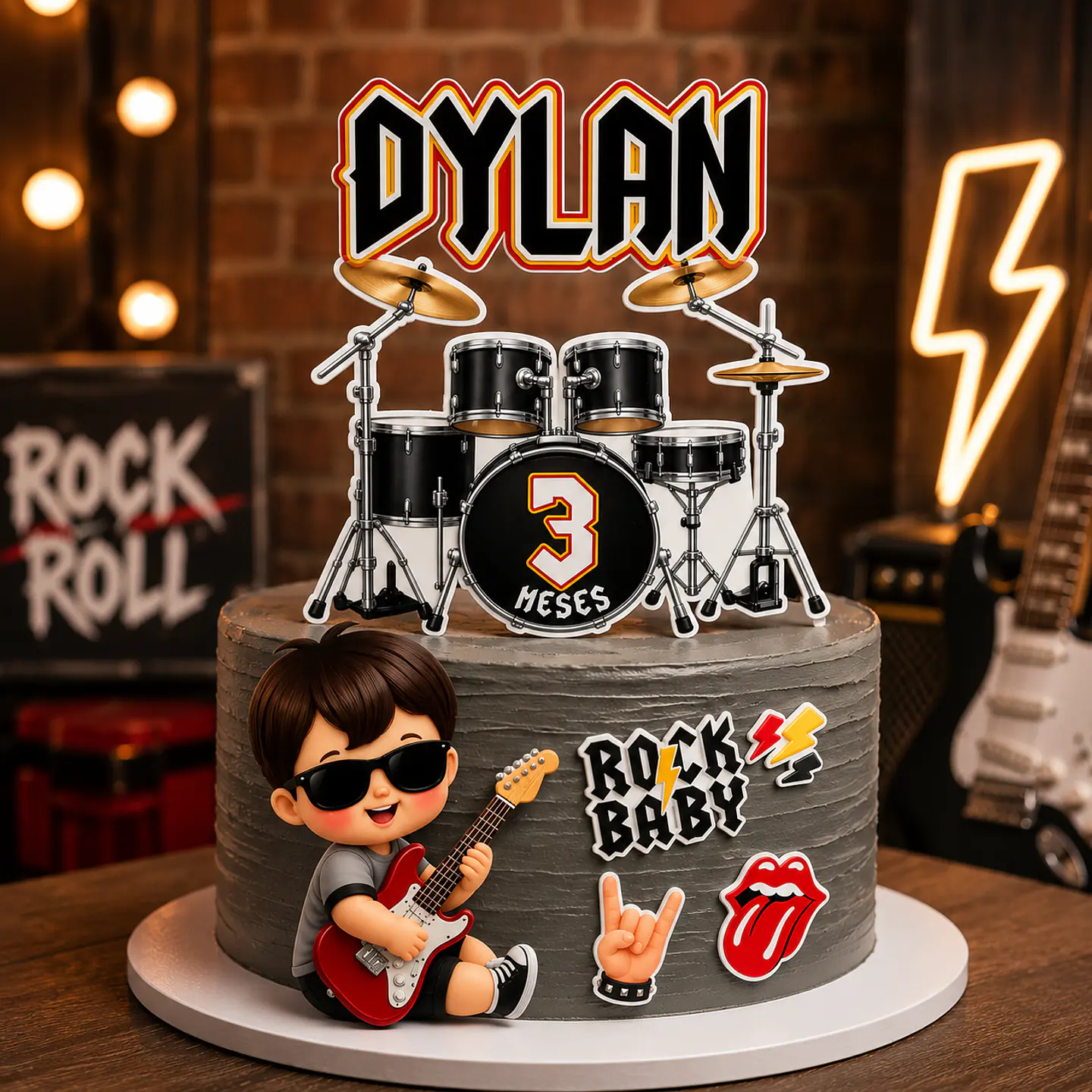 Topo de Bolo - Rock Baby Menino 1