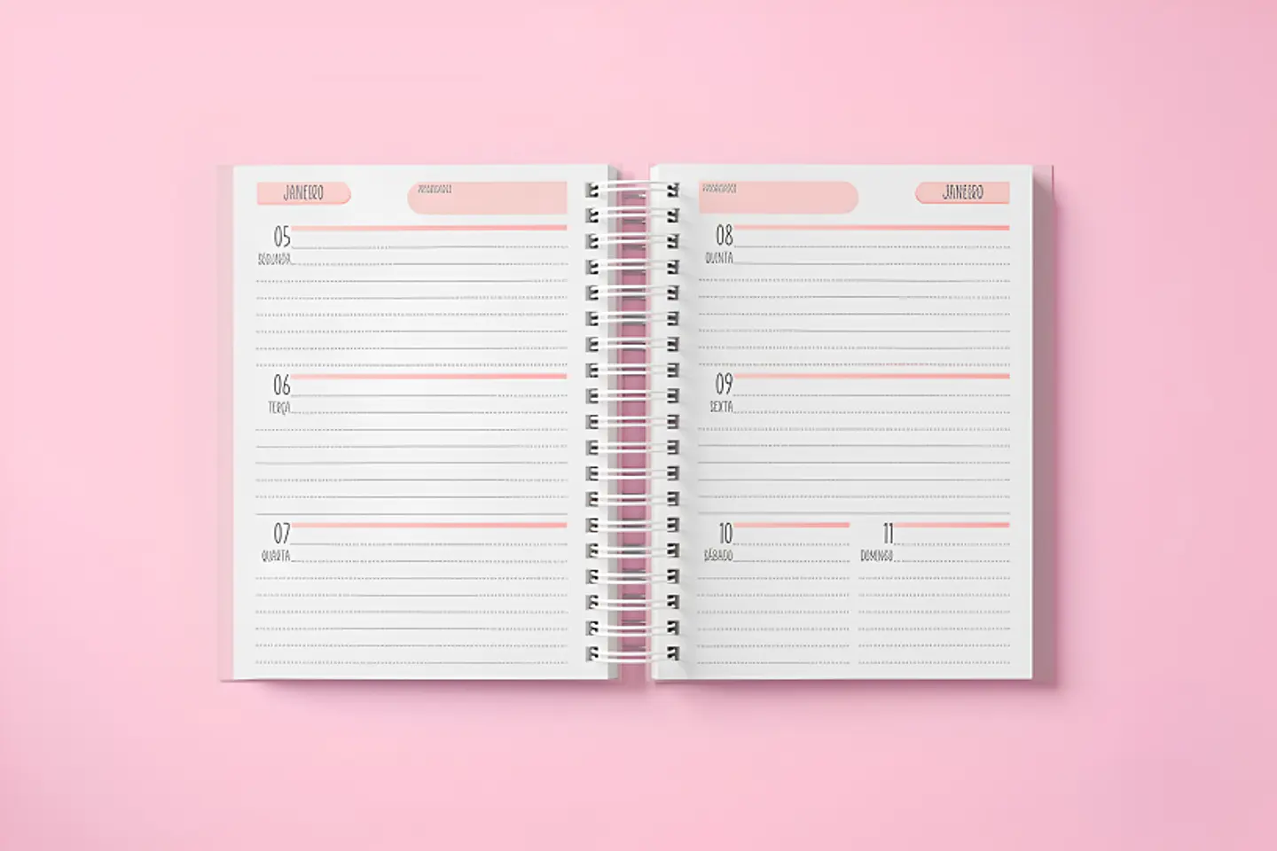 Miolo Rosa Agenda 2027 Visão Semanal - Encadernação 1