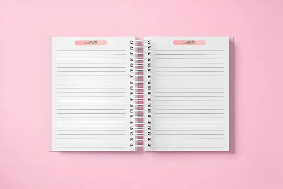 Miolo Rosa Agenda 2027 Visão Semanal - Encadernação 2