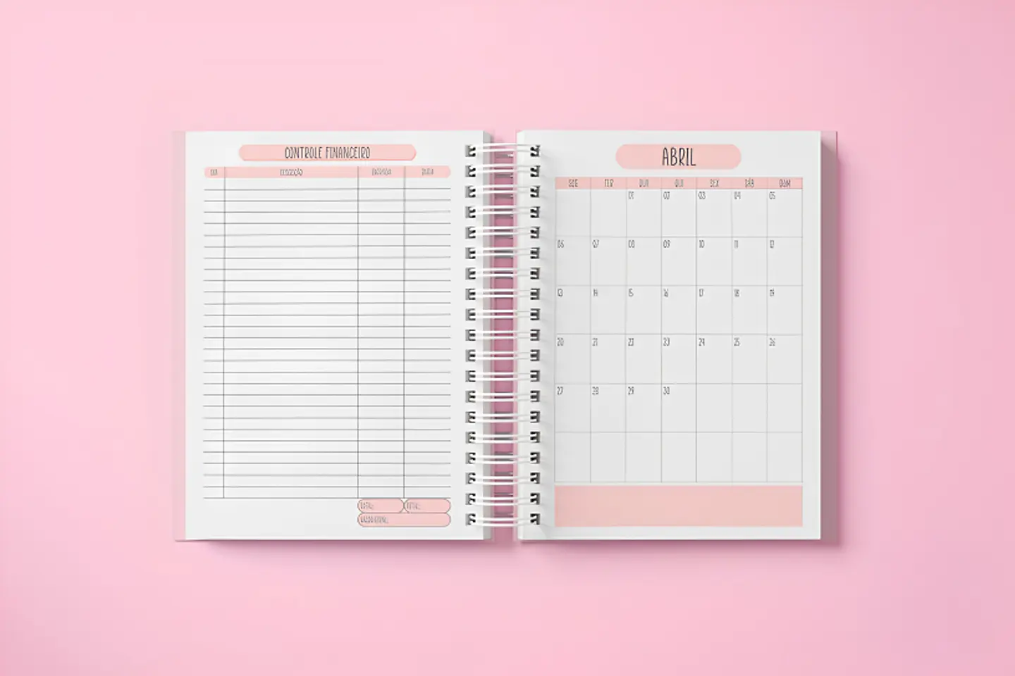 Miolo Rosa Agenda 2027 Visão Semanal - Encadernação 3