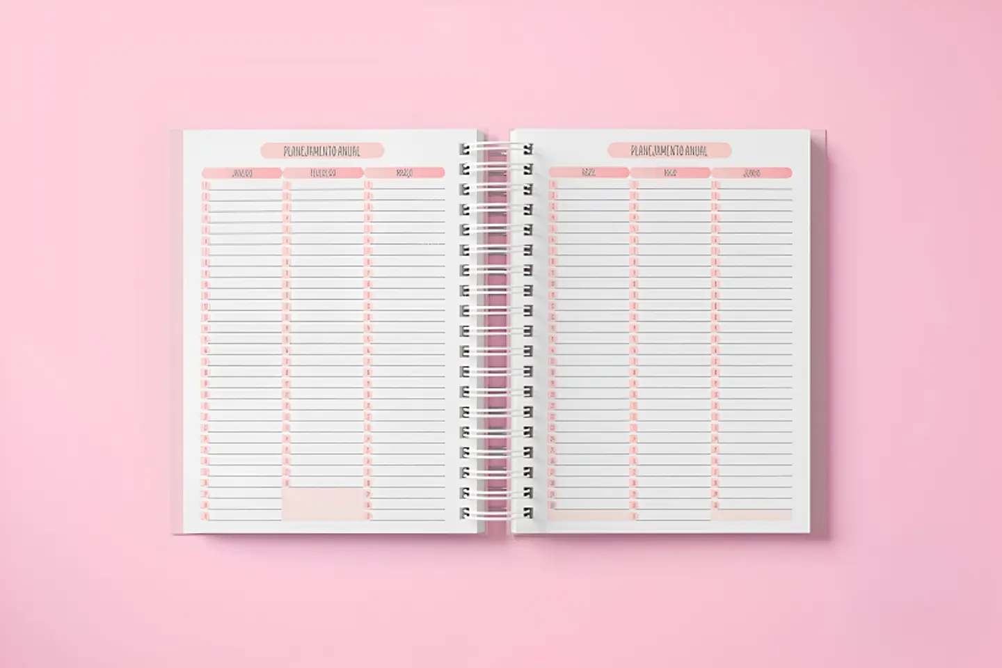 Miolo Rosa Agenda 2027 Visão Semanal - Encadernação 4