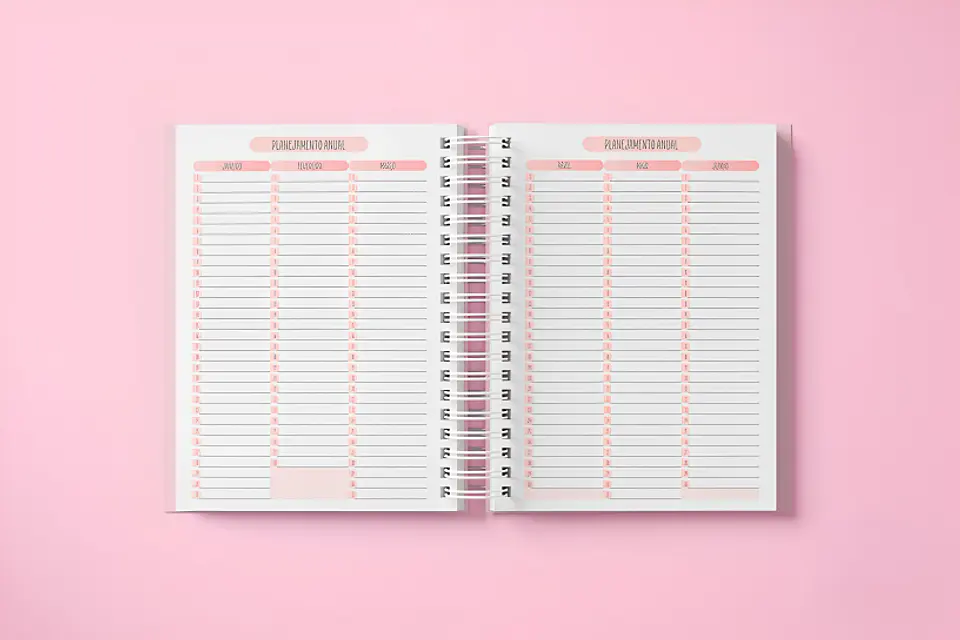Miolo Rosa Agenda 2027 Visão Semanal - Encadernação 4