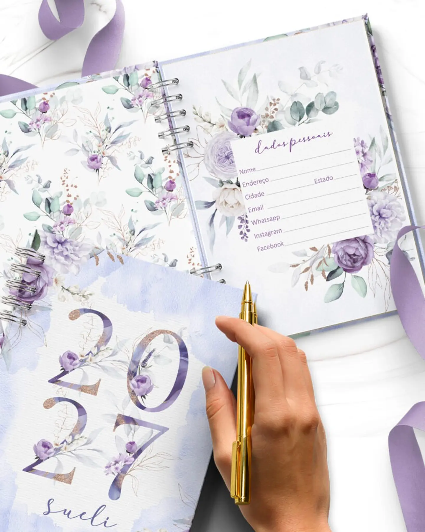 Combo 8 Agendas 2027 e Permanente com Versículos e sem Versículos - Violeta 7