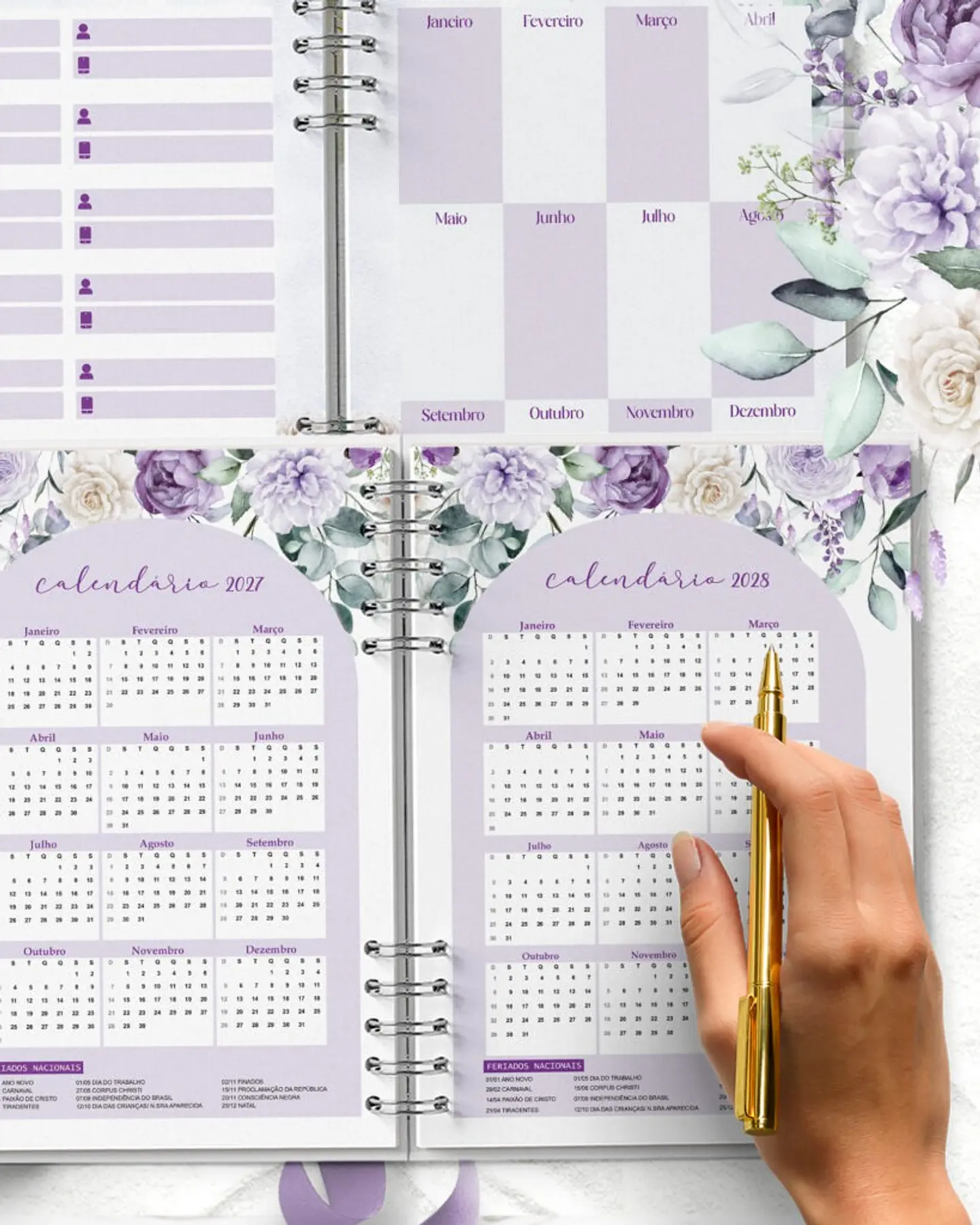 Combo 8 Agendas 2027 e Permanente com Versículos e sem Versículos - Violeta 9