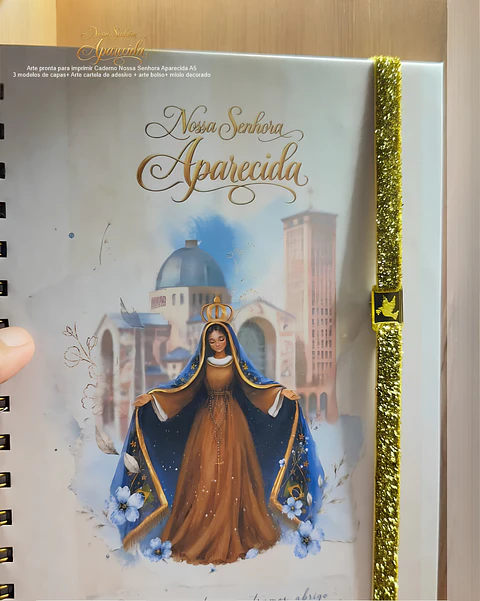 Caderno A5 + Bolso + Adesivo + Capas - NS Aparecida 7