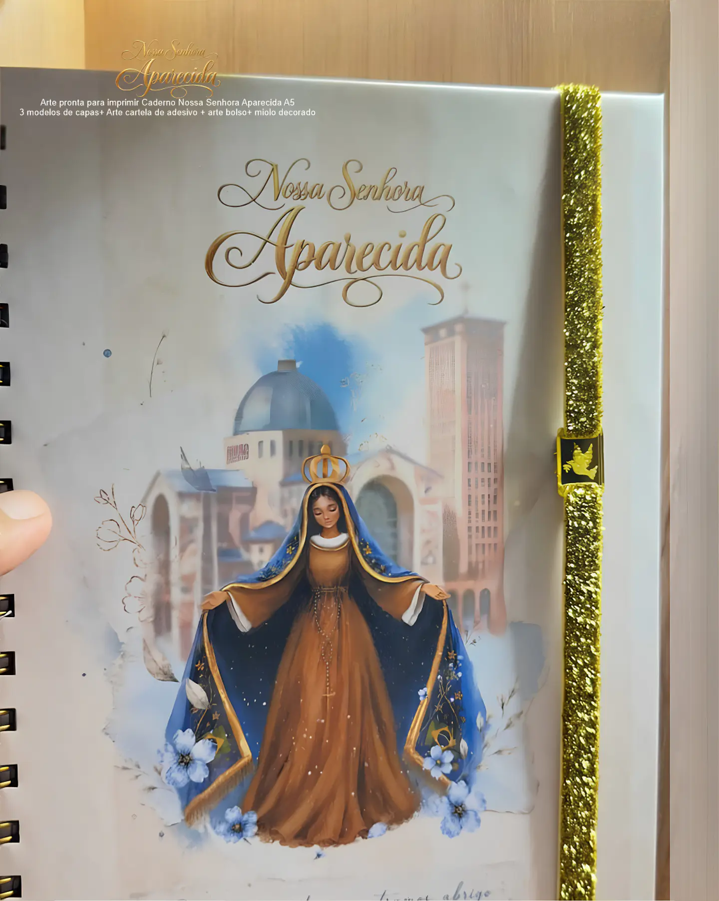 Caderno A5 + Bolso + Adesivo + Capas - NS Aparecida 7 2