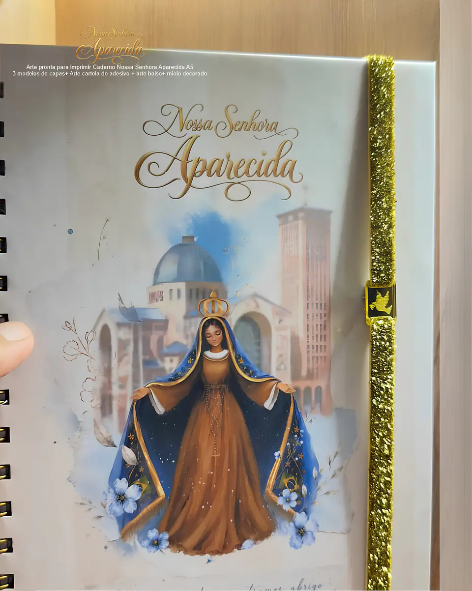 Caderno A5 + Bolso + Adesivo + Capas - NS Aparecida 7 2
