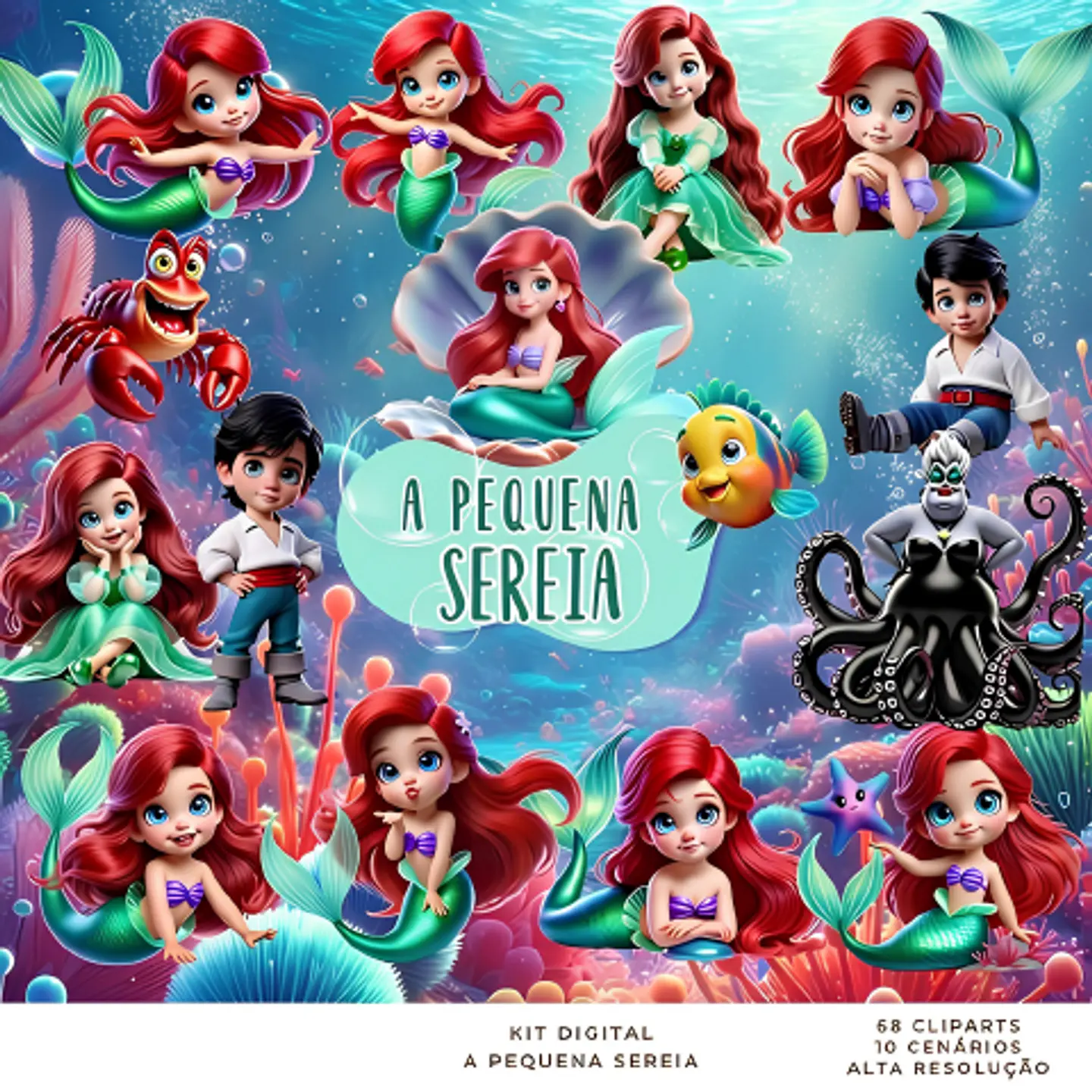 A Pequena Sereia/Ariel - Kit Digital 1