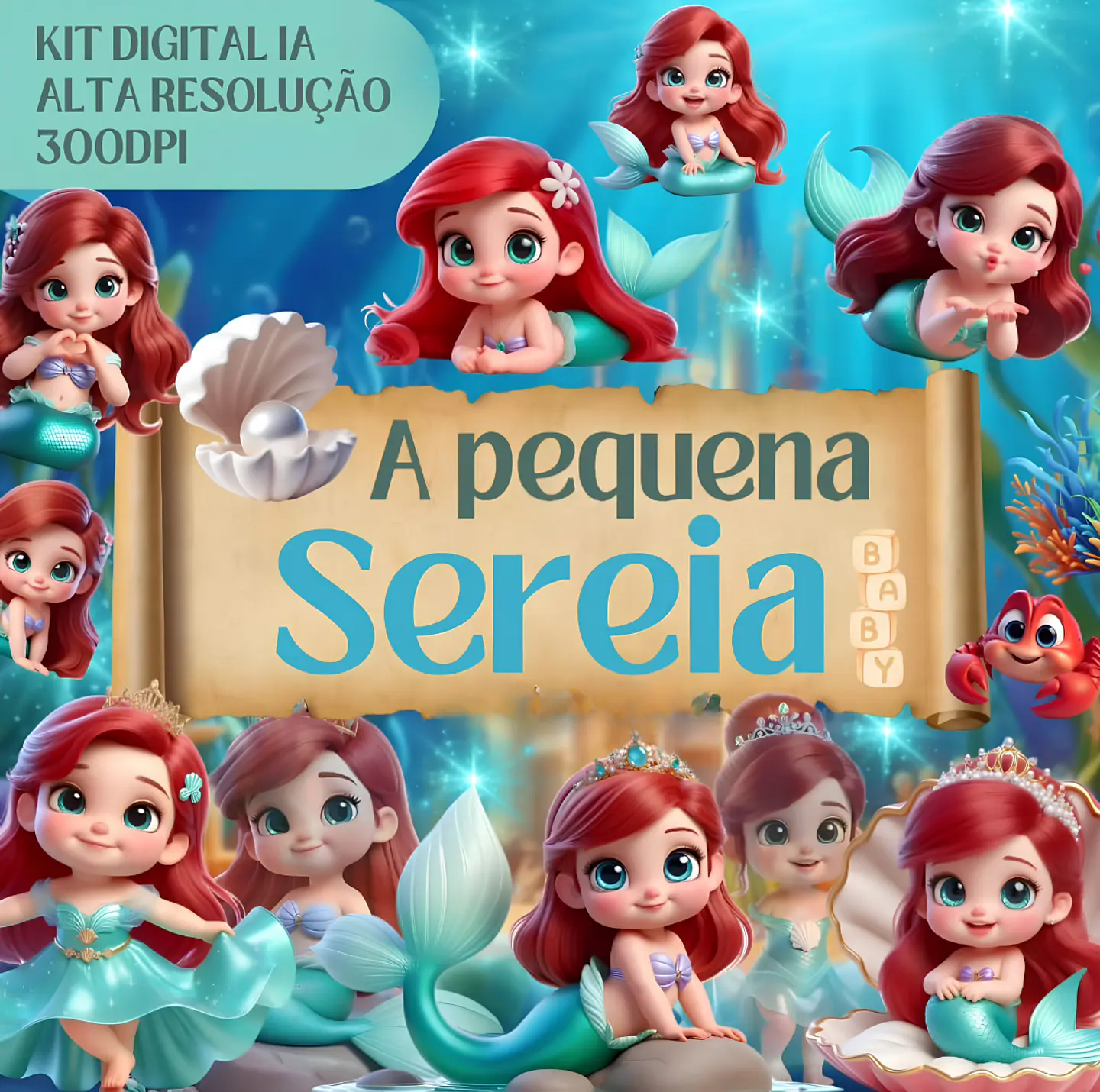 A Pequena Sereia Baby/Ariel - Kit Digital 1