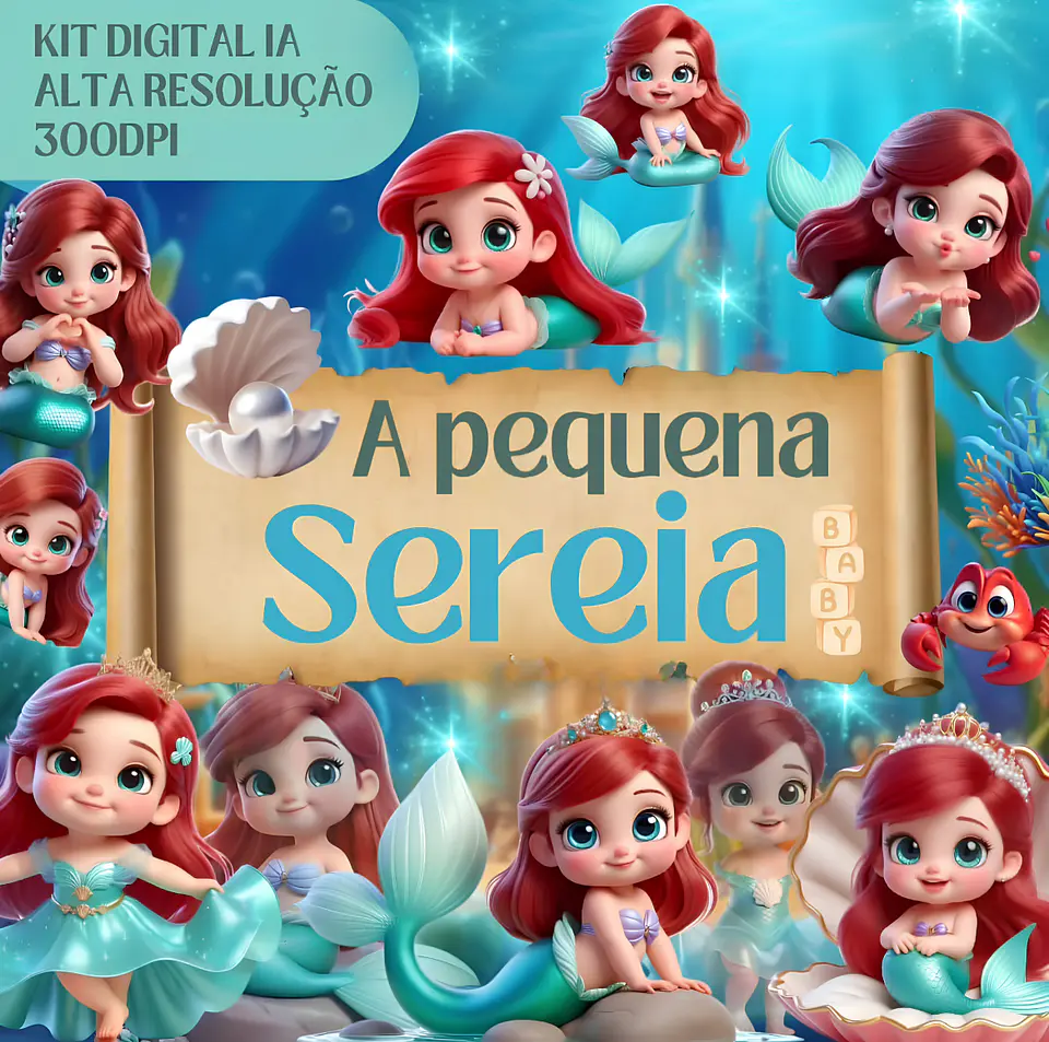 A Pequena Sereia Baby/Ariel - Kit Digital 1