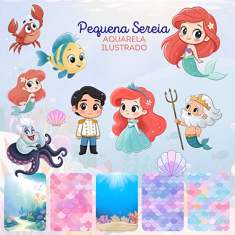 A Pequena Sereia Aquarela/Ariel - Kit Digital