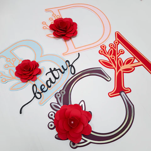 Topo de Bolo - Alfabeto Floral