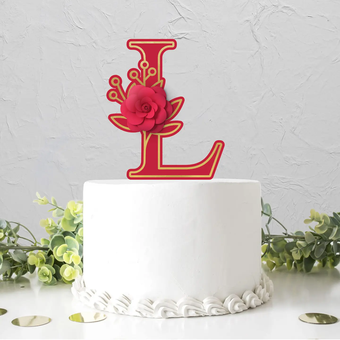 Topo de Bolo - Alfabeto Floral 16