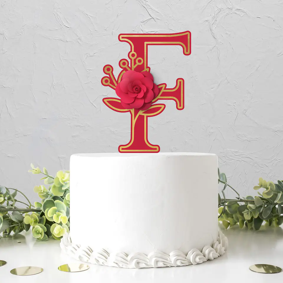 Topo de Bolo - Alfabeto Floral 22