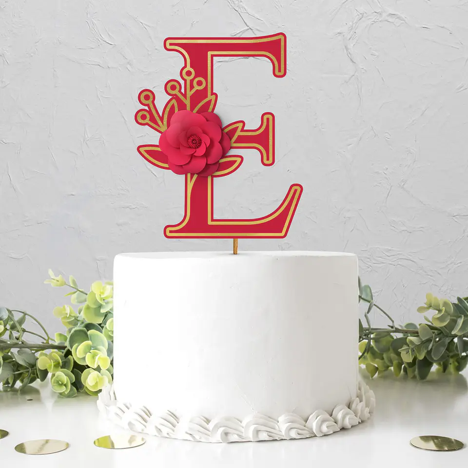 Topo de Bolo - Alfabeto Floral 23