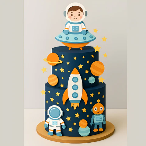 Topo de Bolo - Astronauta em Camadas