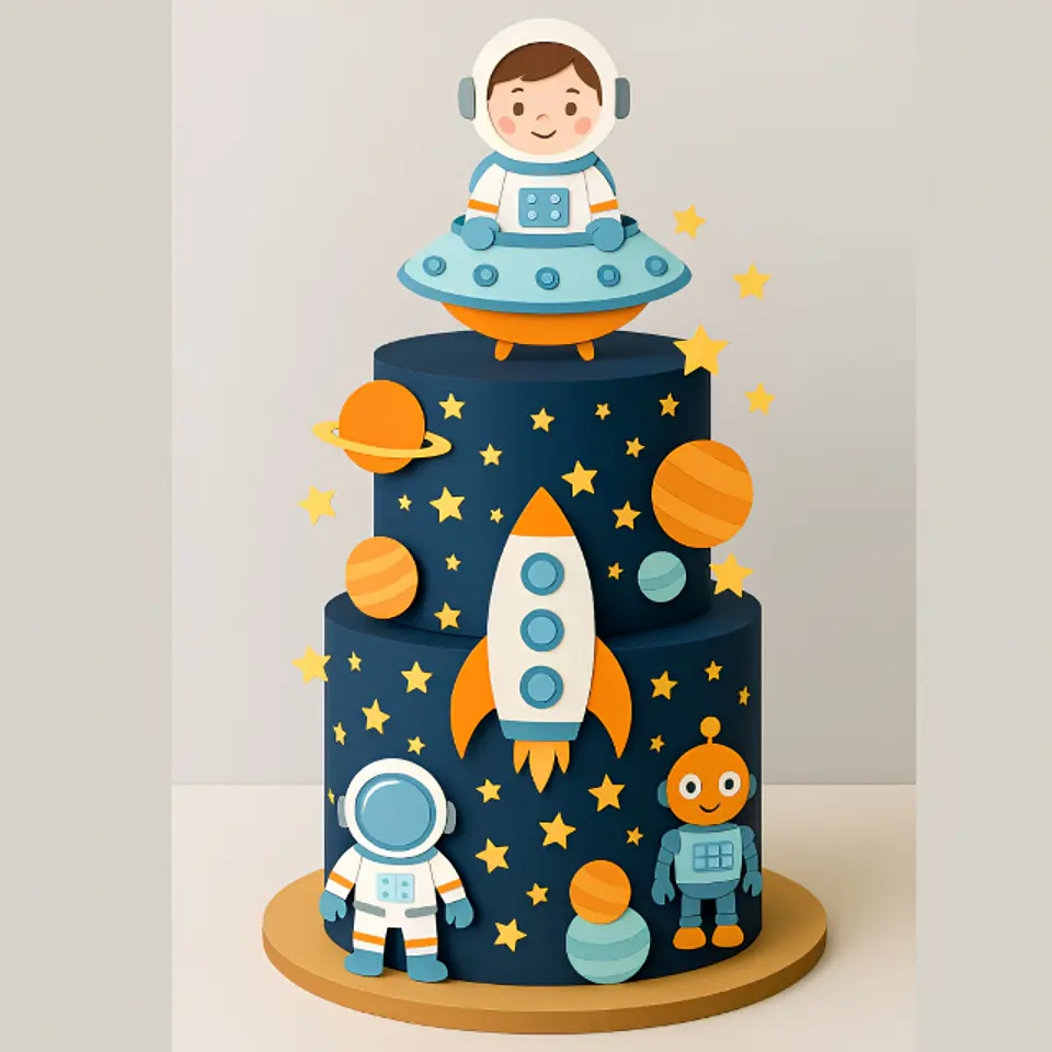 Topo de Bolo - Astronauta em Camadas 1