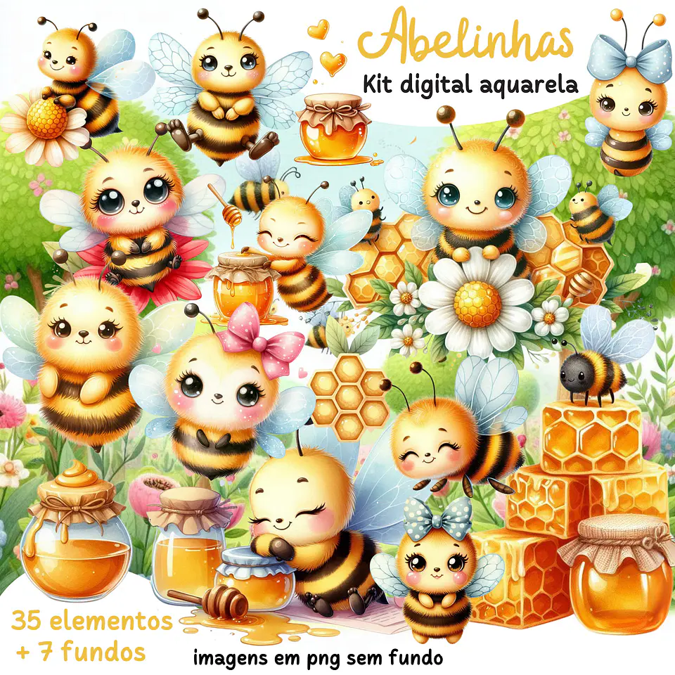 Abelhinhas Aquarela - Kit Digital 1
