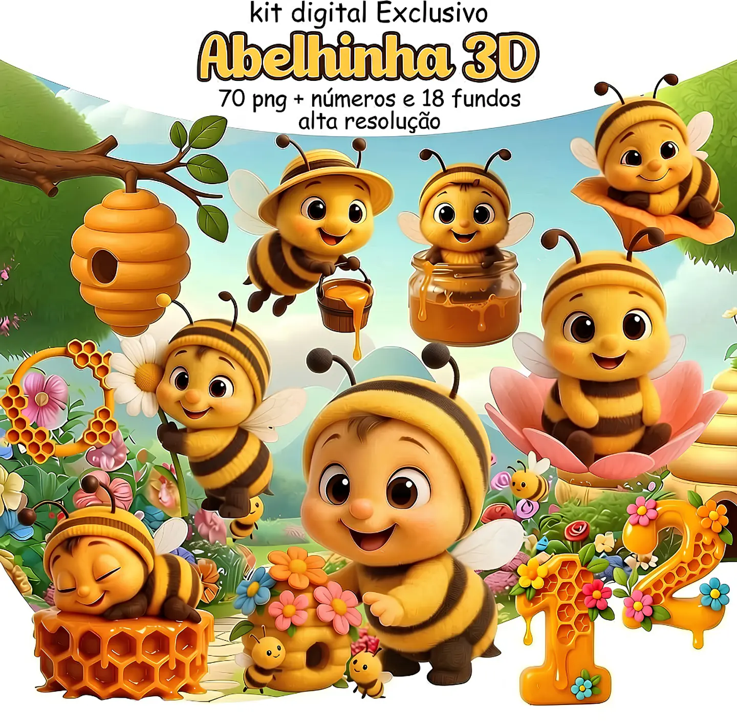 Abelhinhas 3D - Kit Digital 1