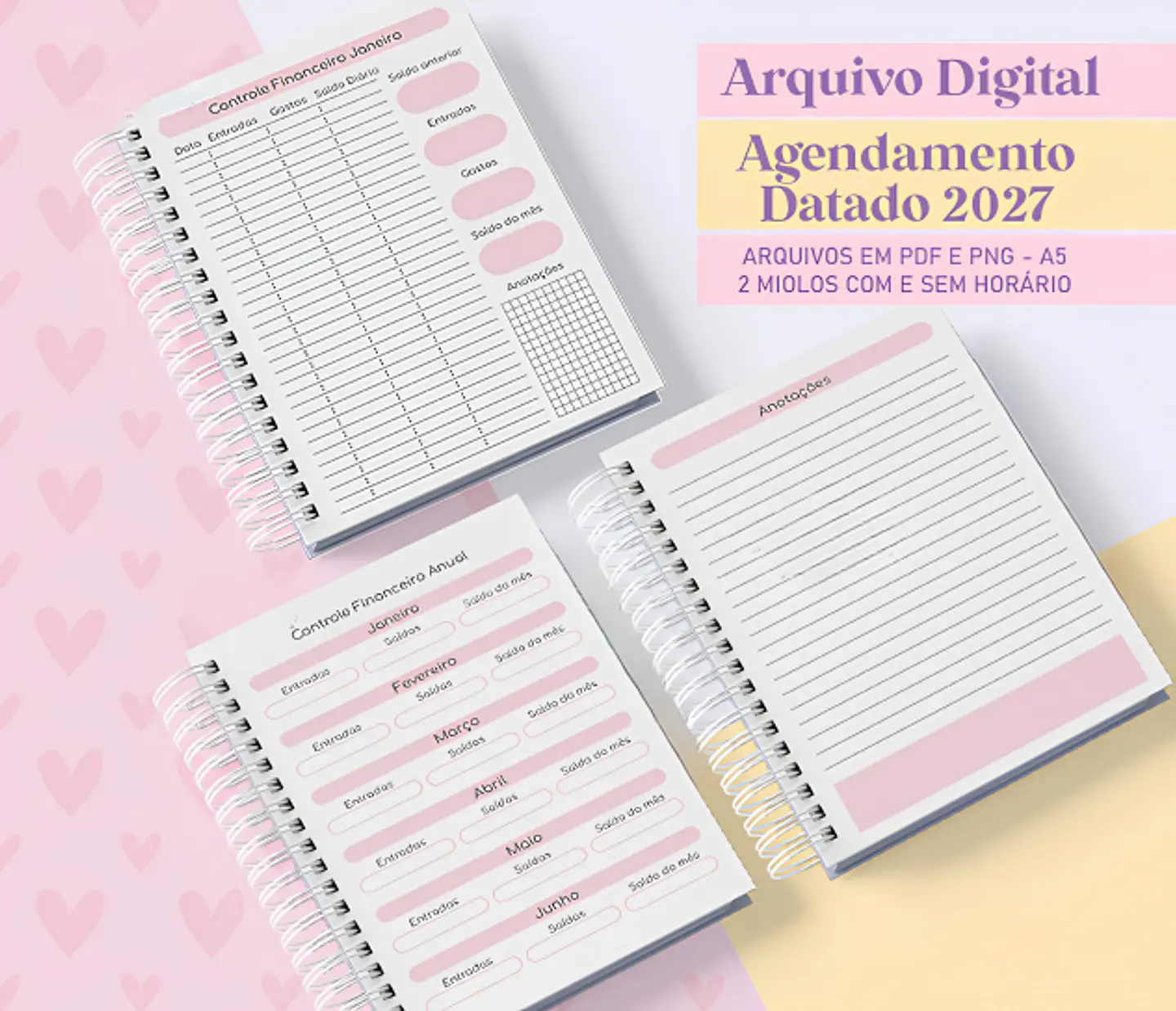 Agendamento Datado 2027 Rosa - Encadernação 3