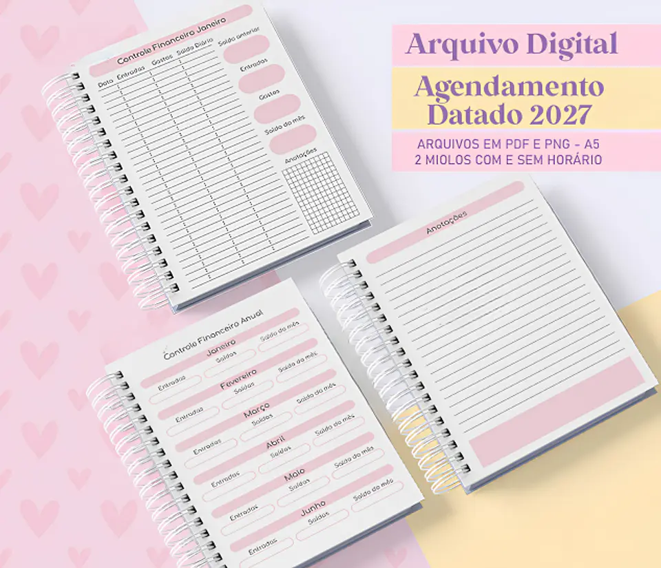 Agendamento Datado 2027 Rosa - Encadernação 3