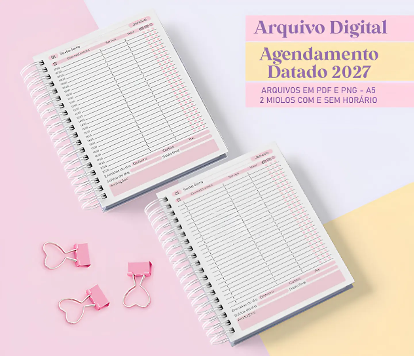Agendamento Datado 2027 Rosa - Encadernação 4